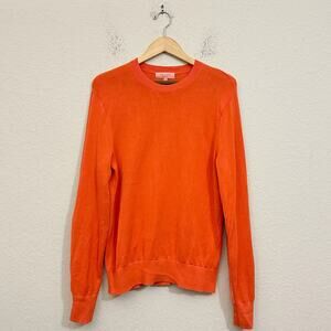 RAG & BONE Crew Neck Sweater Orange Pullover Elbows Patch Knit Y2K